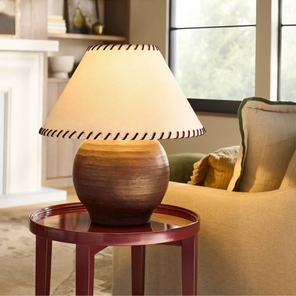 Large Earthy Table Lamp Whipstitch Shade - Threshold Studio‎ McGee - Target 2025